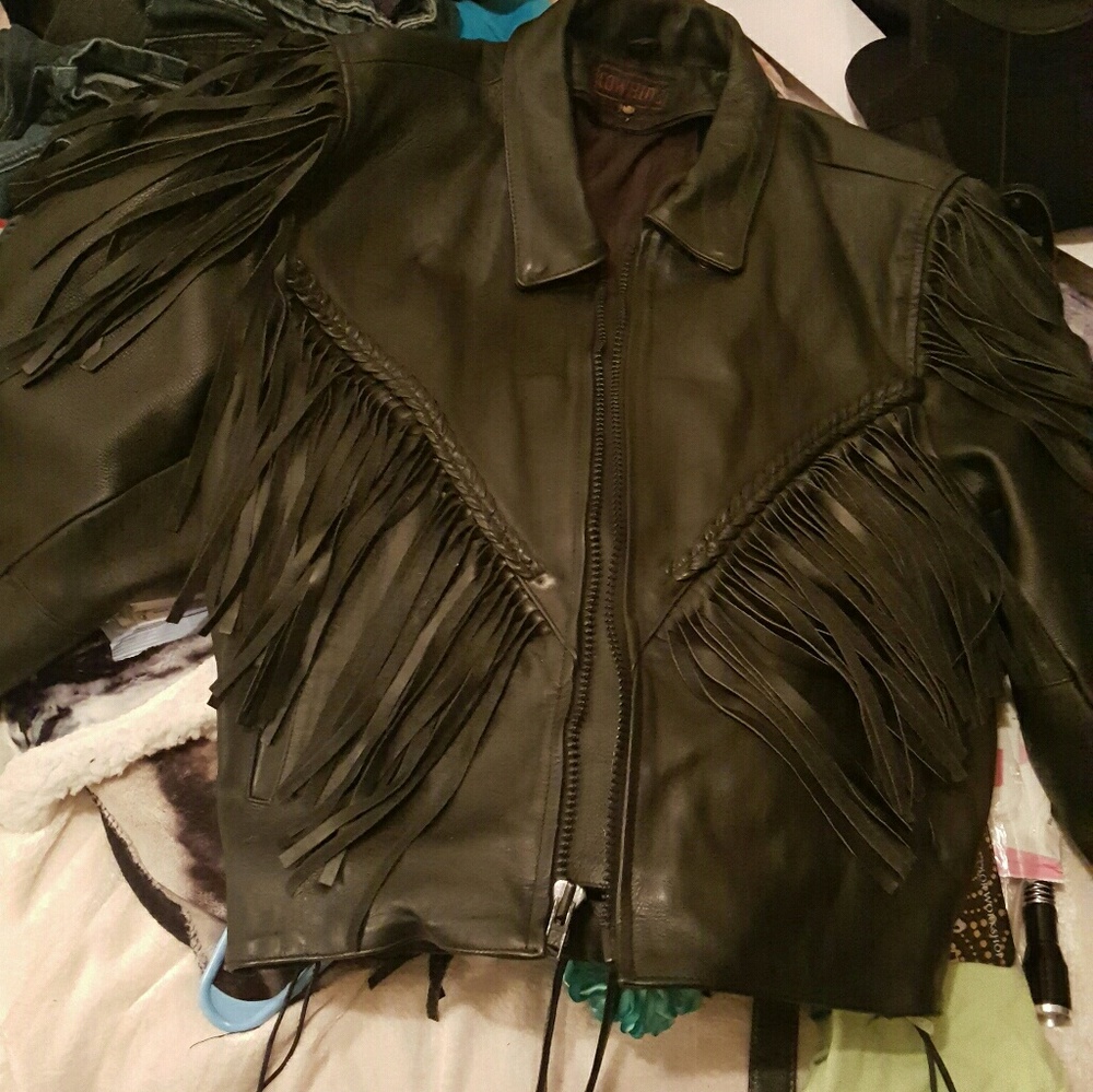 Black Cowhide brand motorcycle jacket